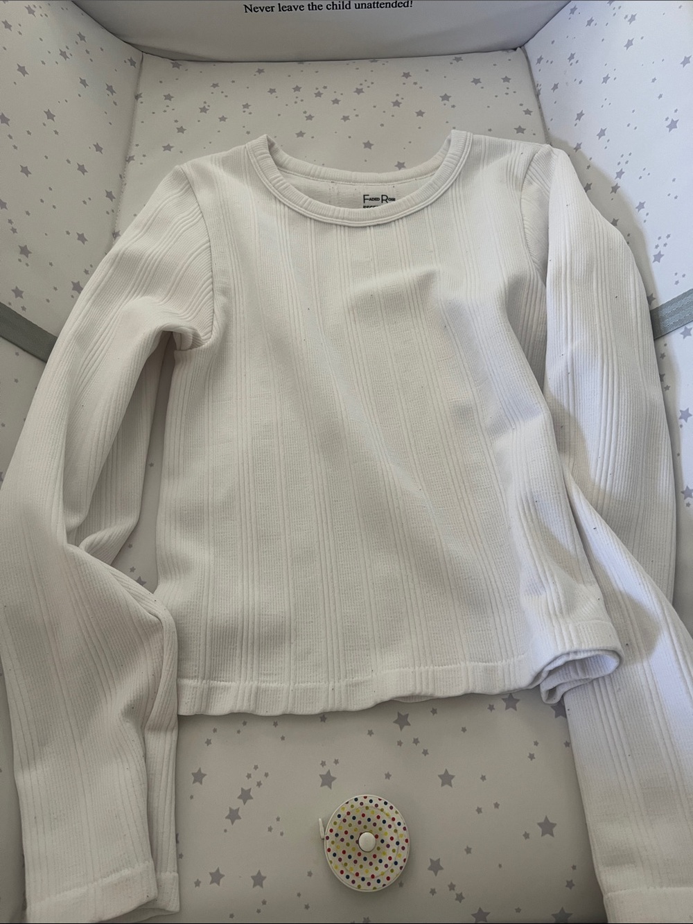 Faded rose white long sleeve top